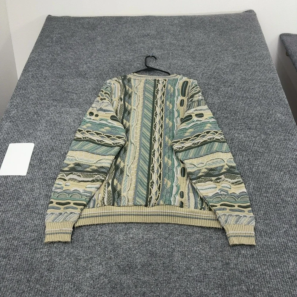 Vintage Protege Sweater Mens XL Green Acrylic 3D Textured Coogi Style Retro 90s